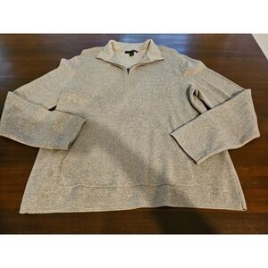 Banana Republic Men's Quarter-Zip Supima Cotton Gray Pullover, Large